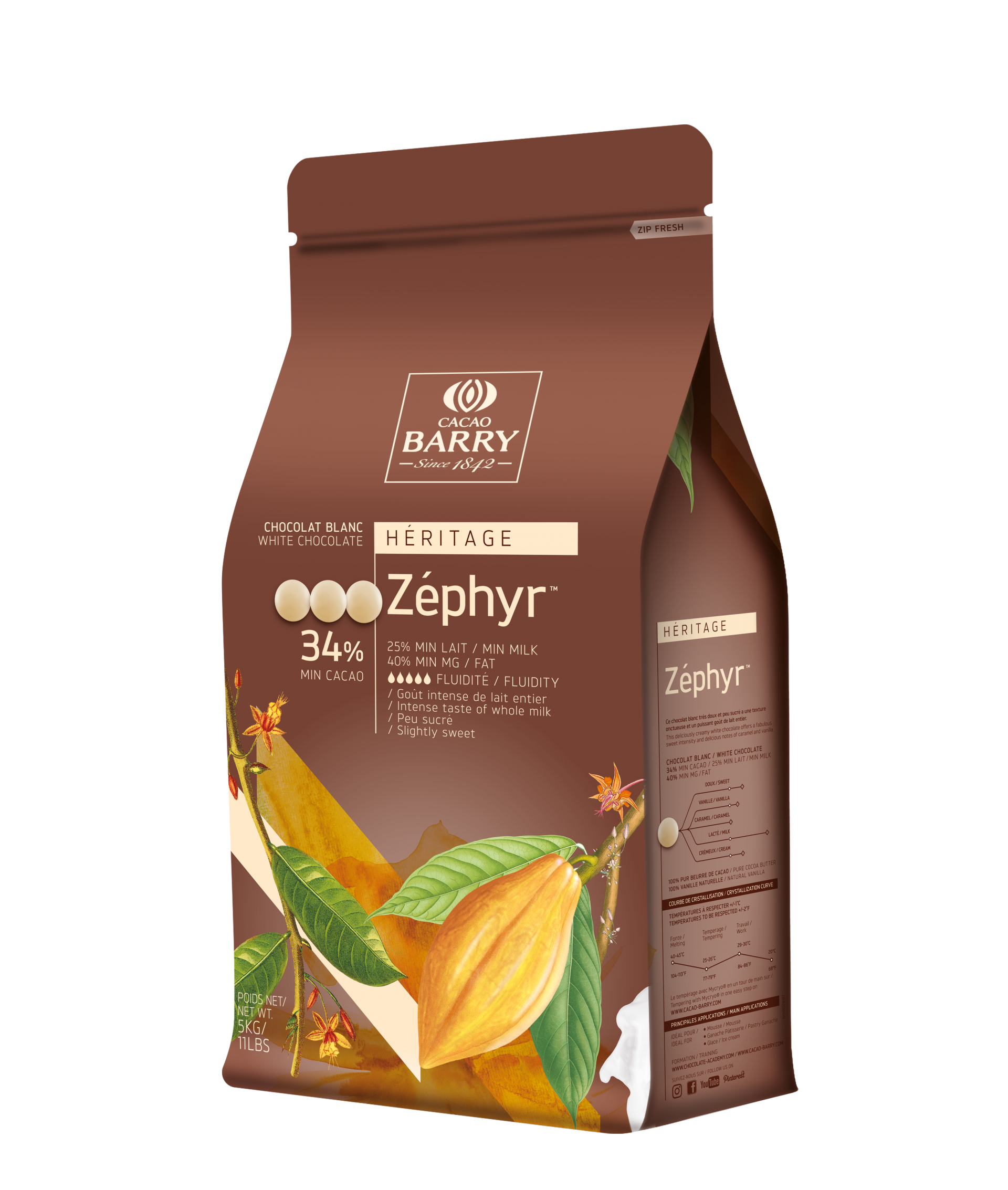 Chocolat blanc Zéphyr 34% 5kg   - Cacao Barry - Chocolat blanc - CHW-N34ZEPH-CA-U77