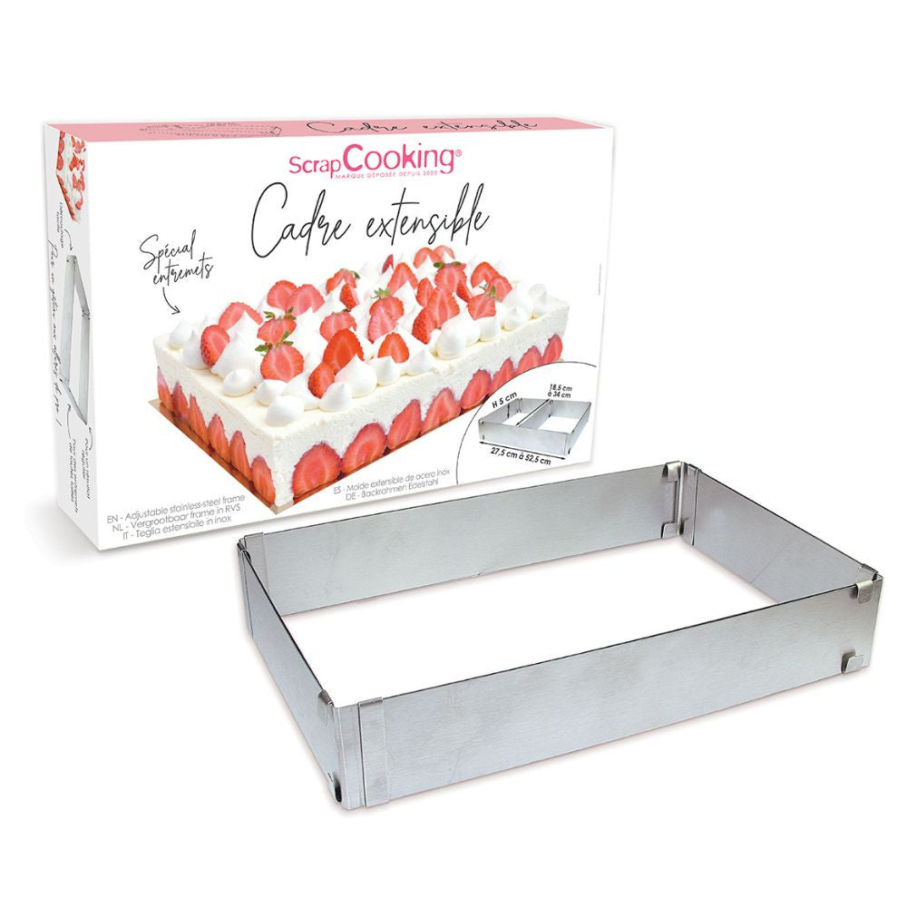 Cadre à pâtisserie extensible rectangle inox    - Scrapcooking - Cadre à pâtisserie -  - La Guilde Culinaire