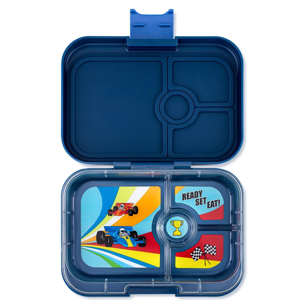 Yumbox Bento – Panino –  Monte Carlo Bleu avec plateau voiture de course (4 compartiments)    - Yumbox - Boîte à repas -  - La Guilde Culinaire