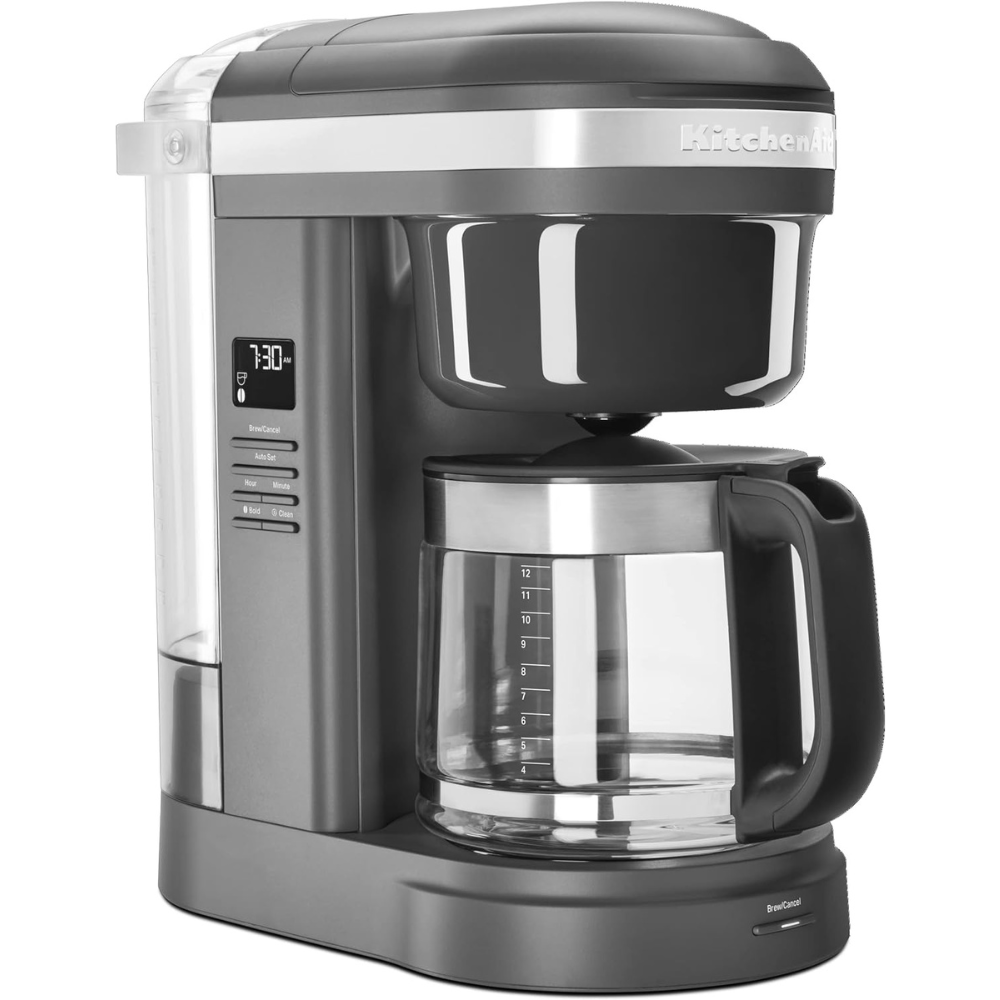 Cafetière avec douchette en spirale de 12 tasses Gris Charbon Mat   - Kitchenaid - Cafetière à filtre - KCM1208DG - La Guilde Culinaire