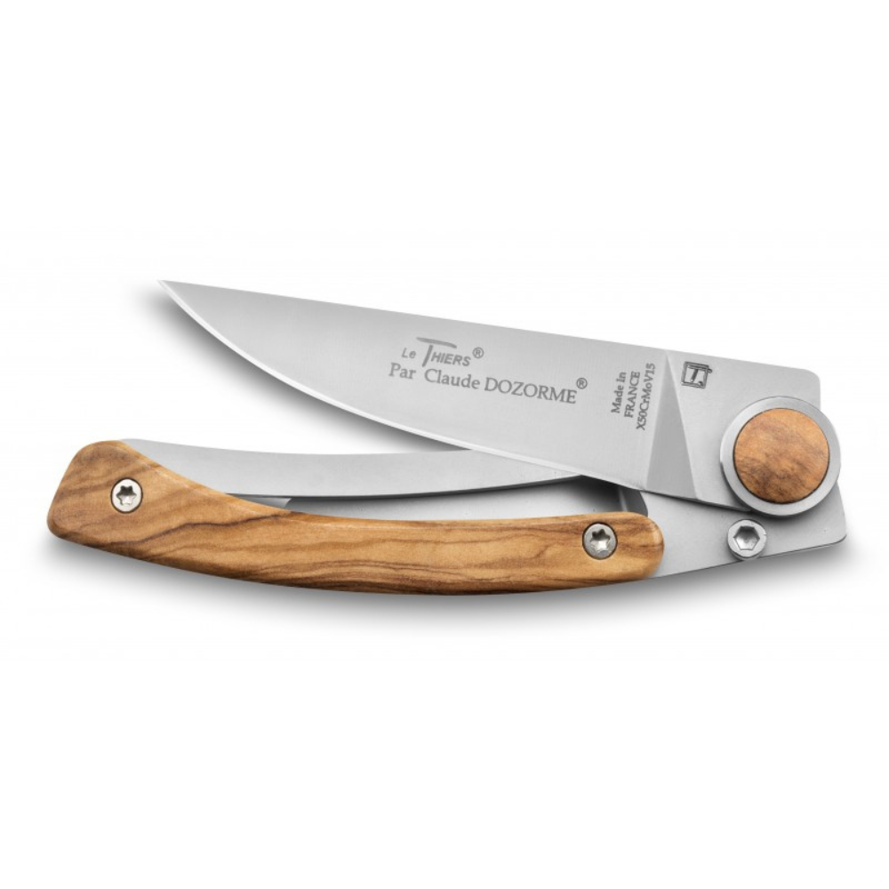 Couteau de poche Liner Lock Le Thiers manche bois d'Olivier - Claude Dozorme - Couteau de poche - - La Guilde Culinaire