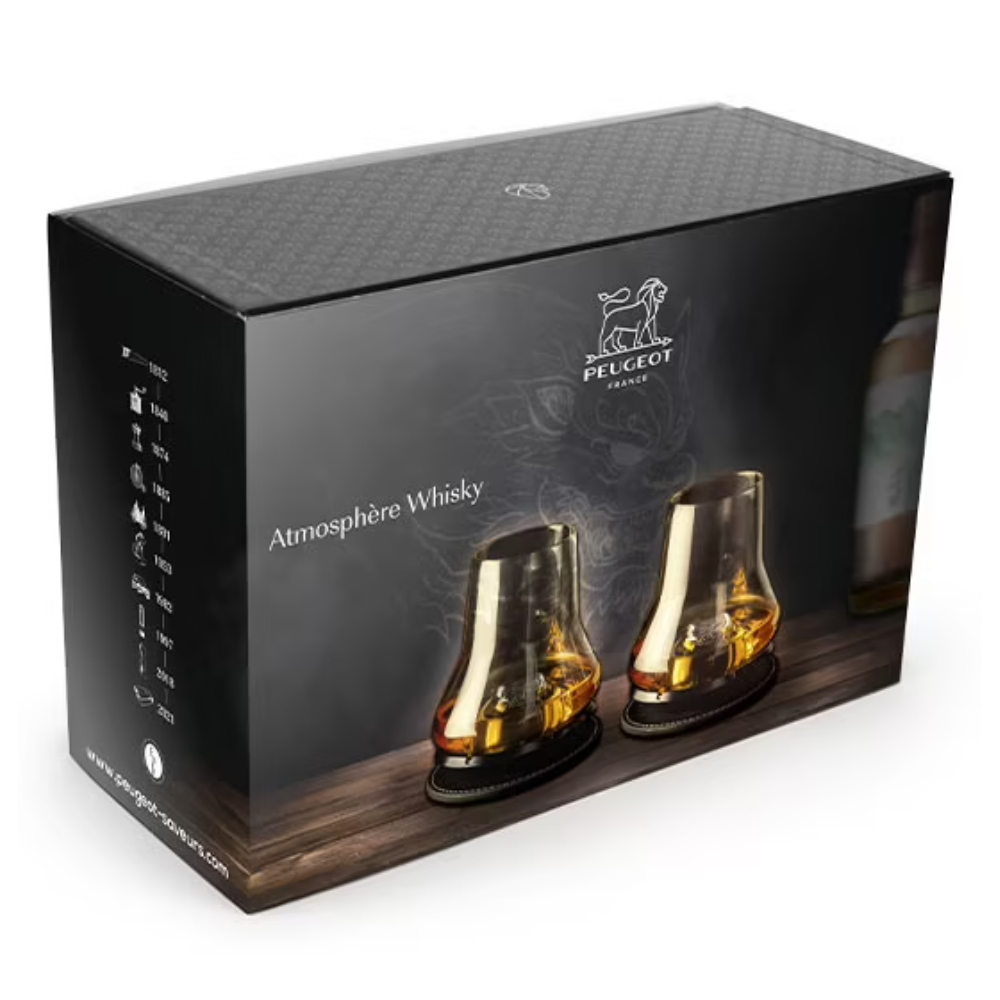 Coffret cadeau - 2 sets de dégustation Whisky avec socles rafraichisseurs noir mat - Peugeot - Verre à whisky - - La Guilde Culinaire