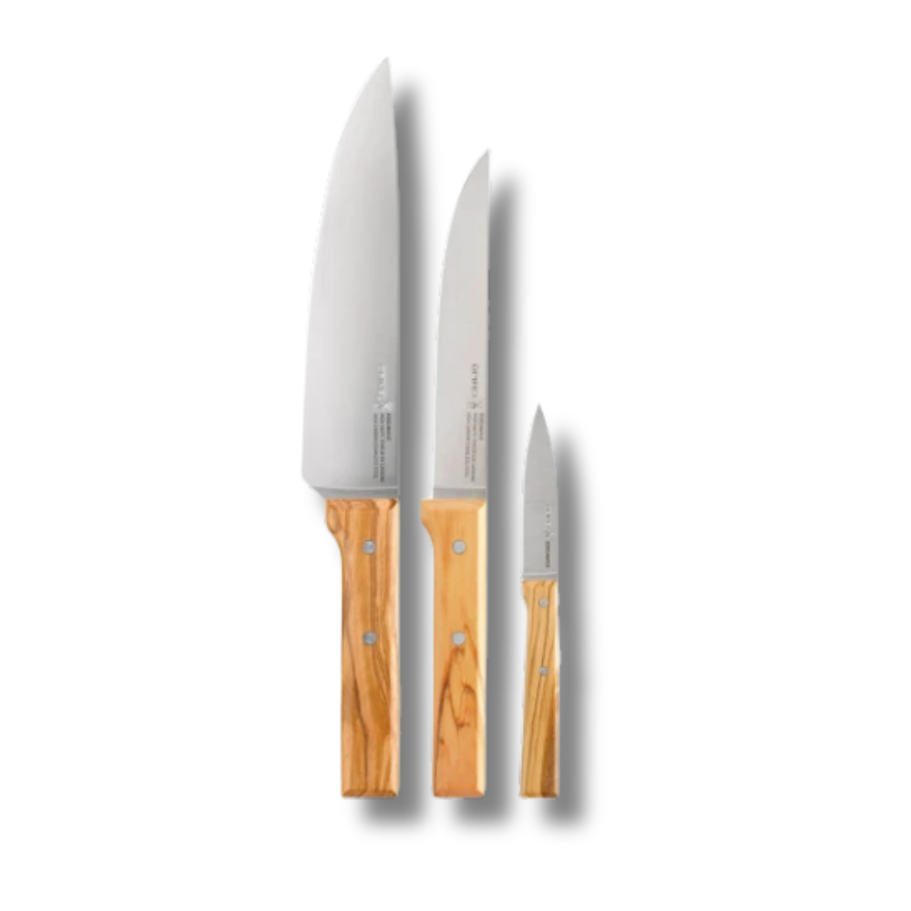 Coffret Trio Parallèle Olivier - Opinel - Couteau de table - - La Guilde Culinaire