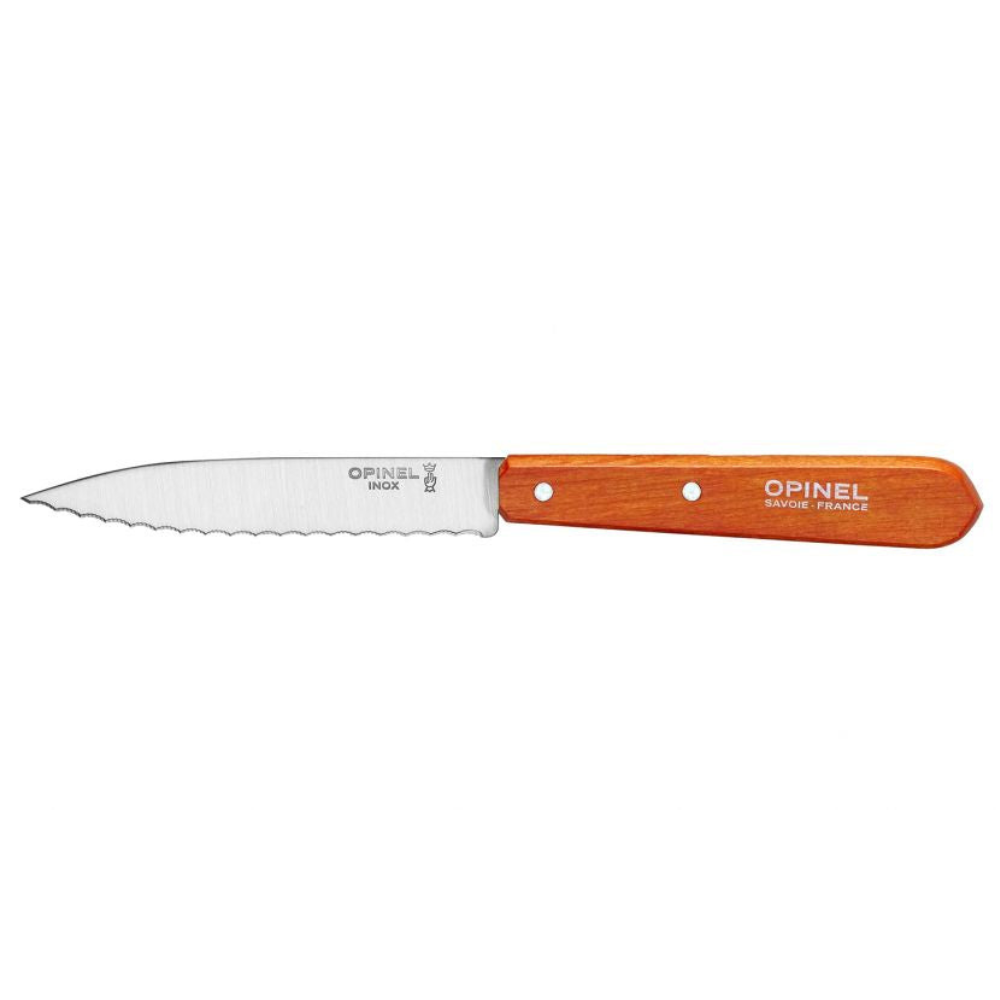 Opinel - Couteau cranté N°113 hêtre Hêtre cranté mandarine   - Opinel - Couteau d'office - 001921 - La Guilde Culinaire