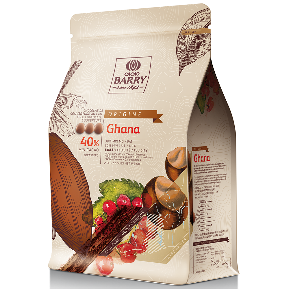 Chocolat Ghana Pure origine 40.5% cacao 1kg   - Cacao Barry - Chocolat noir - CHOCOLAT GHANA - 1KG