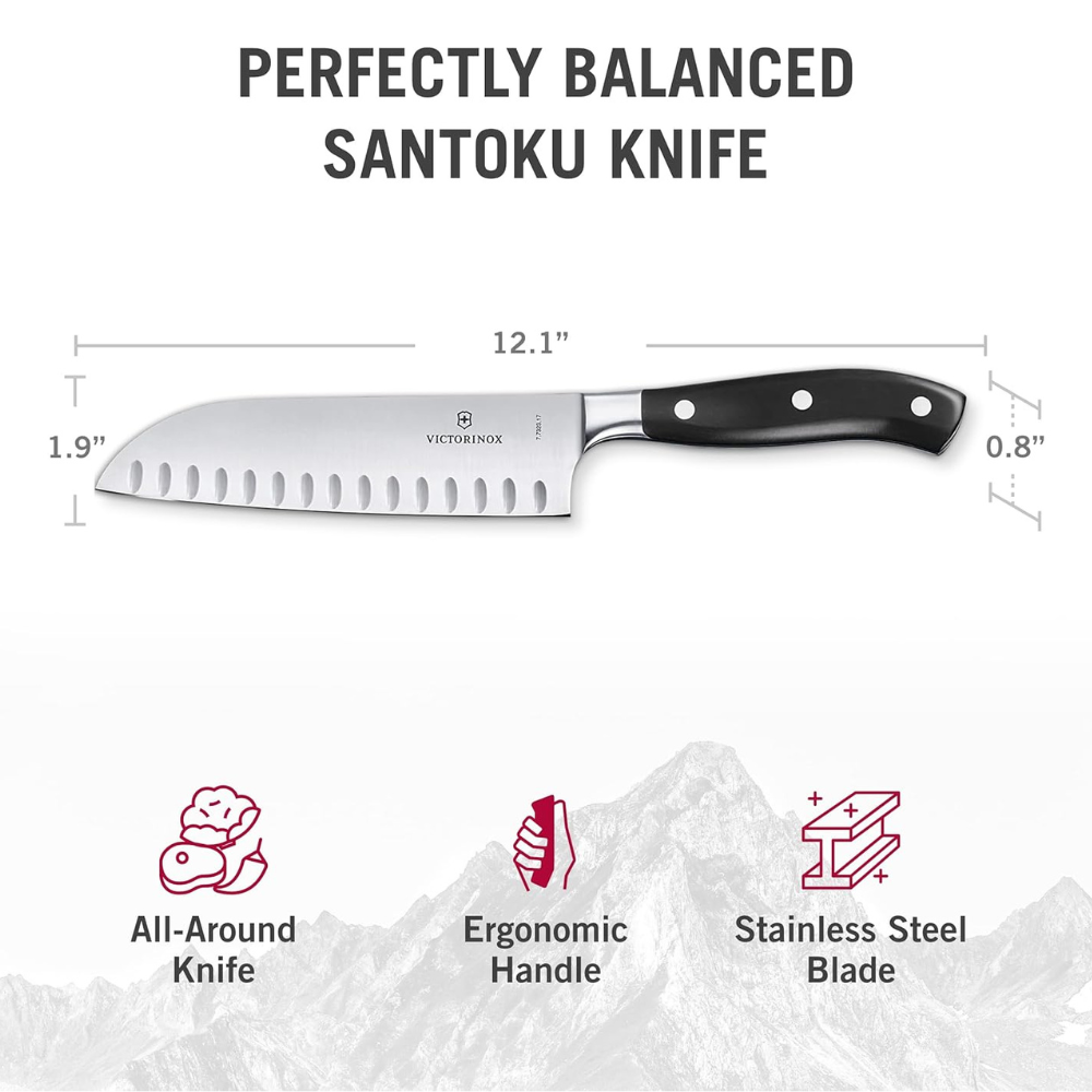 Couteau Santoku Grand Maître Noir - Victorinox - Couteau Japonais - - La Guilde Culinaire