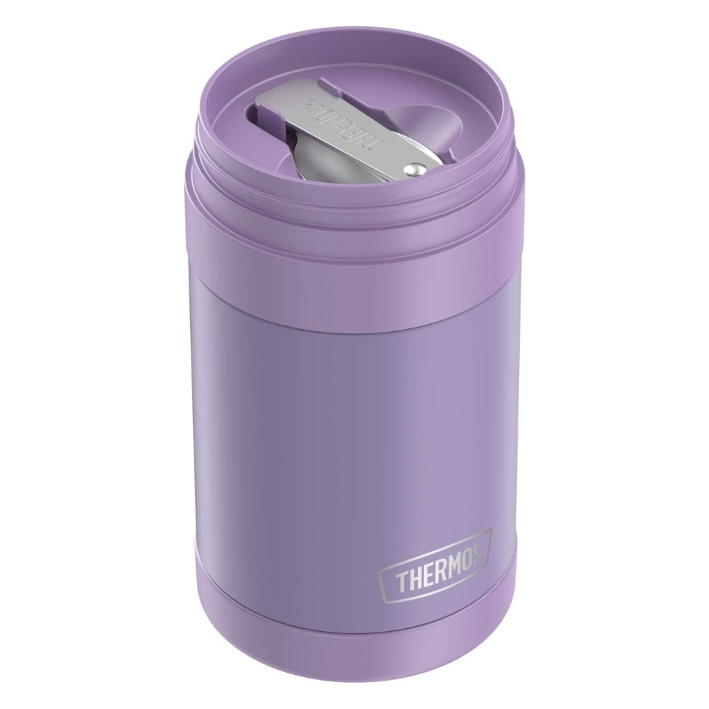 Pot alimentaire isolé sous vide en acier inoxydable de 16 oz avec cuillère - Thermos    - Thermos - Contenant pour aliment -  - La Guilde Culinaire