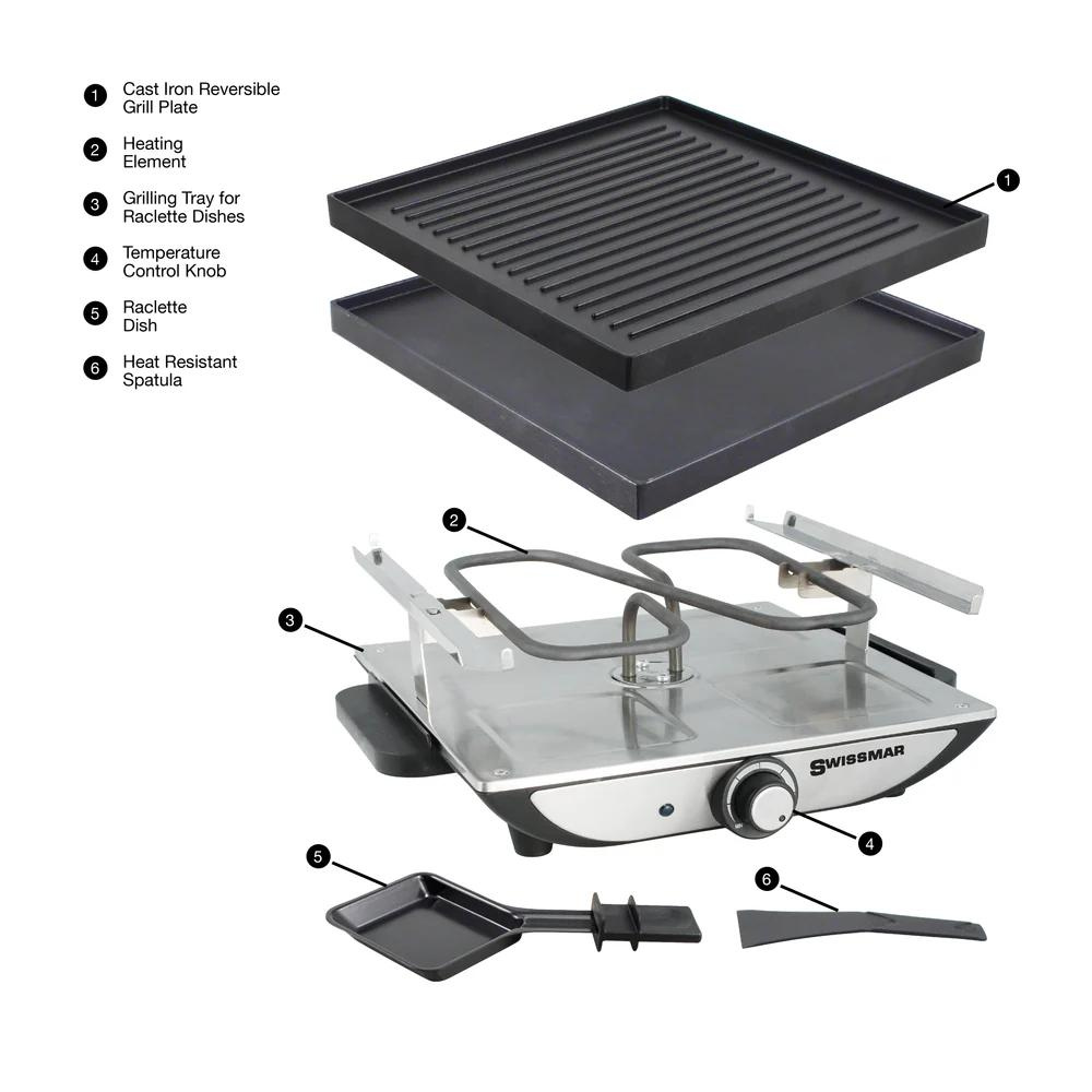 Appareil à raclette, Dessus antiadhésif en aluminium, 4 personnes - Swissmar    - Swissmar - Appareil à raclette -  - La Guilde Culinaire