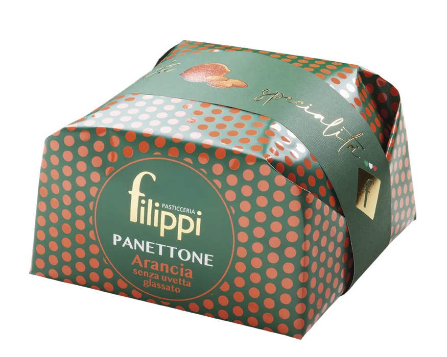 Panettone à l'orange confite sans raisins glacé 500g    - Filippi Pâtisserie - Panettone -  - La Guilde Culinaire