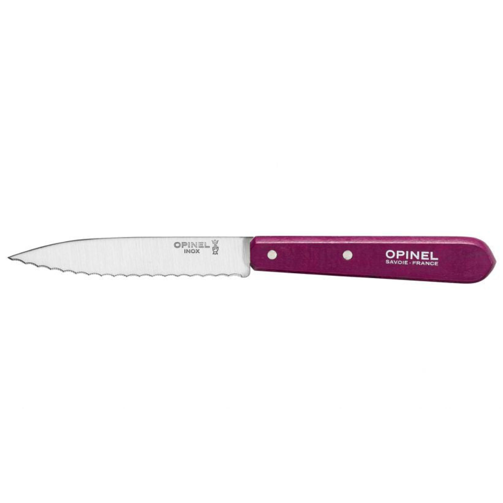 Opinel - Couteau cranté N°113 hêtre Hêtre aubergine   - Opinel - Couteau d'office - 001919 - La Guilde Culinaire