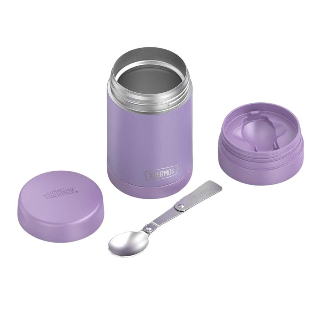 Pot alimentaire isolé sous vide en acier inoxydable de 16 oz avec cuillère - Thermos    - Thermos - Contenant pour aliment -  - La Guilde Culinaire