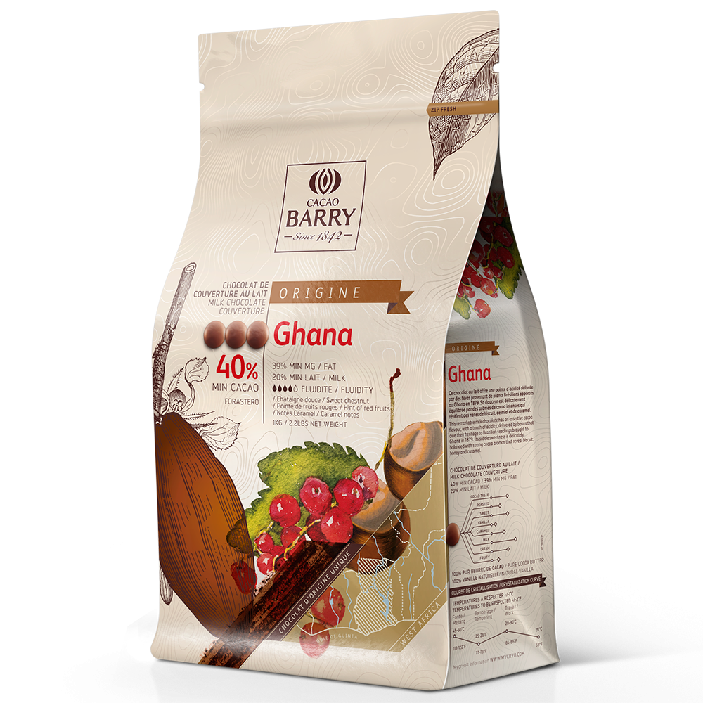 Chocolat Ghana Pure origine 40.5% cacao 2.5kg   - Cacao Barry - Chocolat noir - CHM-P40GHA-CA-U75