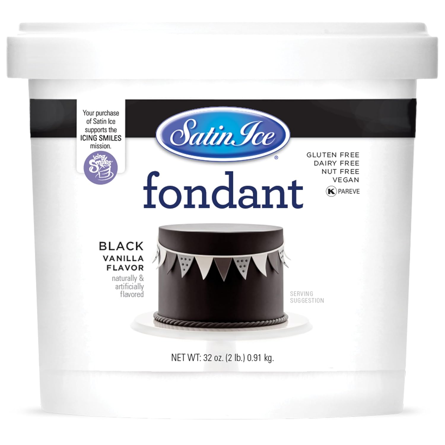 Fondant à Rouler 1 kg Satin Ice Noir - La Guilde Culinaire - Fondant - SAT-037 - La Guilde Culinaire