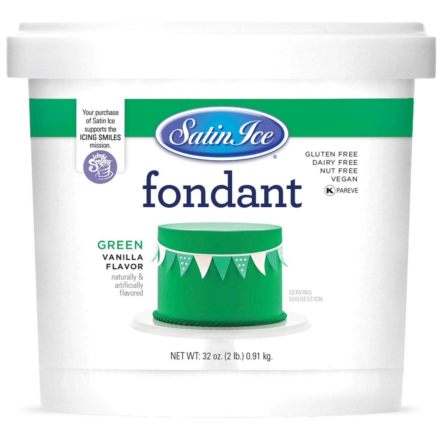 Fondant à Rouler 1 kg Satin Ice Vert - La Guilde Culinaire - Fondant - SAT-042 - La Guilde Culinaire