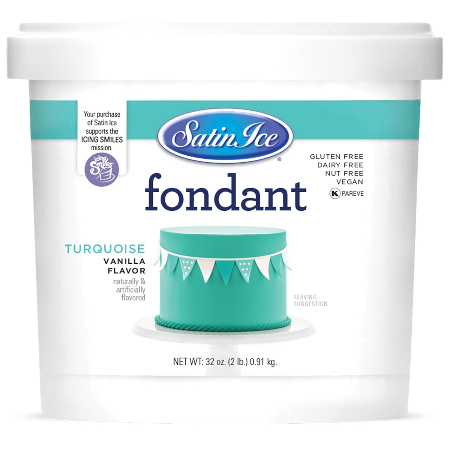 Fondant à Rouler 1 kg Satin Ice Turquoise - La Guilde Culinaire - Fondant - SAT-041 - La Guilde Culinaire