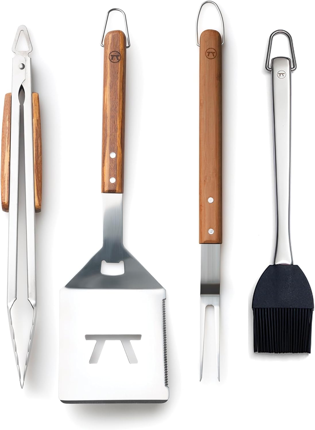 Ensemble d'outils en bambou à motif tigré, 4 pièces    - Outset - Accessoire pour BBQ - 