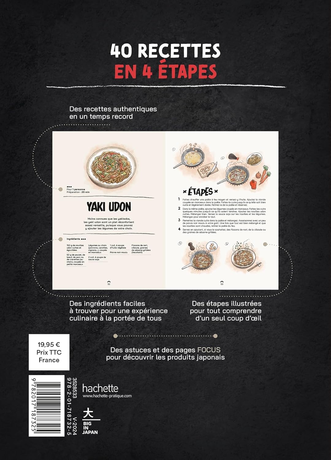 Recettes japonaises en 4 étapes    - Hachette Ed. - Livre de cuisine -  - La Guilde Culinaire