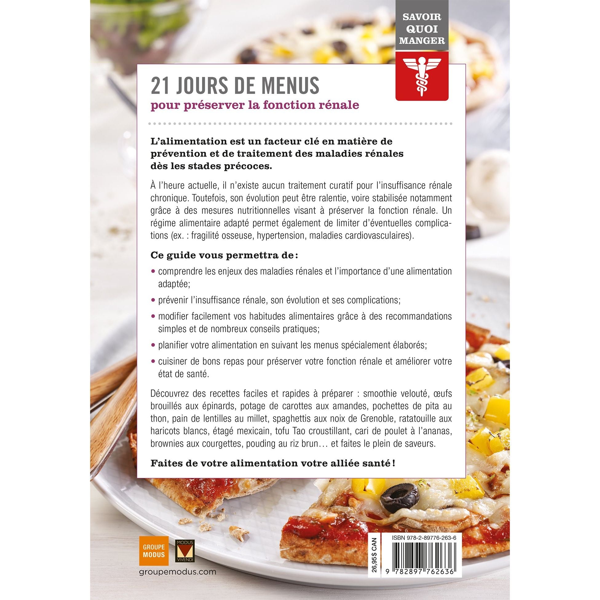 Savoir quoi manger – Santé rénale    - Modus Vivendi Ed. - Livre de cuisine -  - La Guilde Culinaire