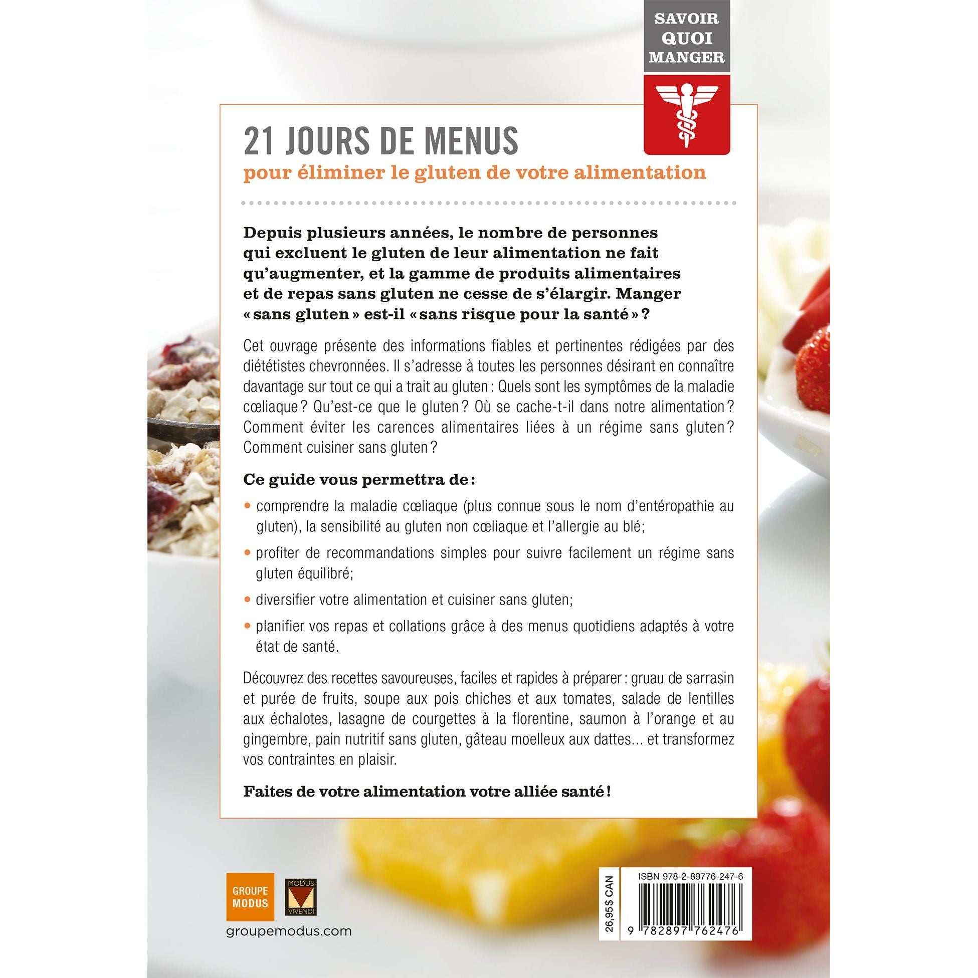 Savoir quoi manger - Sans gluten    - Modus Vivendi Ed. - Livre de cuisine -  - La Guilde Culinaire