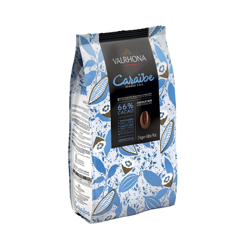 Chocolat noir à Pâtisser Caraïbe 66%, Valrhona 3 kg / 6.61 lbs - Valrhona - Chocolat noir - 883014 - La Guilde Culinaire