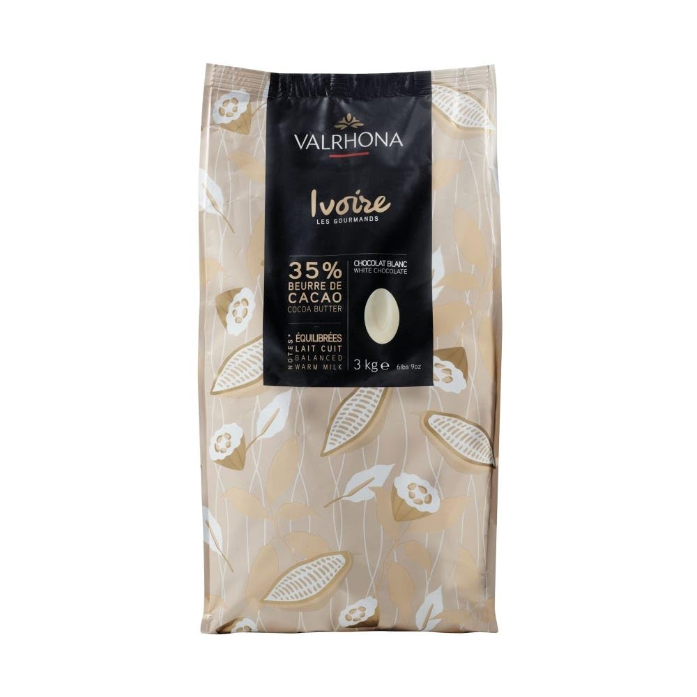 Chocolat blanc à pâtisser Ivoire 35%, Valrhona 3 kg / 6.61lbs - Valrhona - Chocolat blanc - 883034 - La Guilde Culinaire