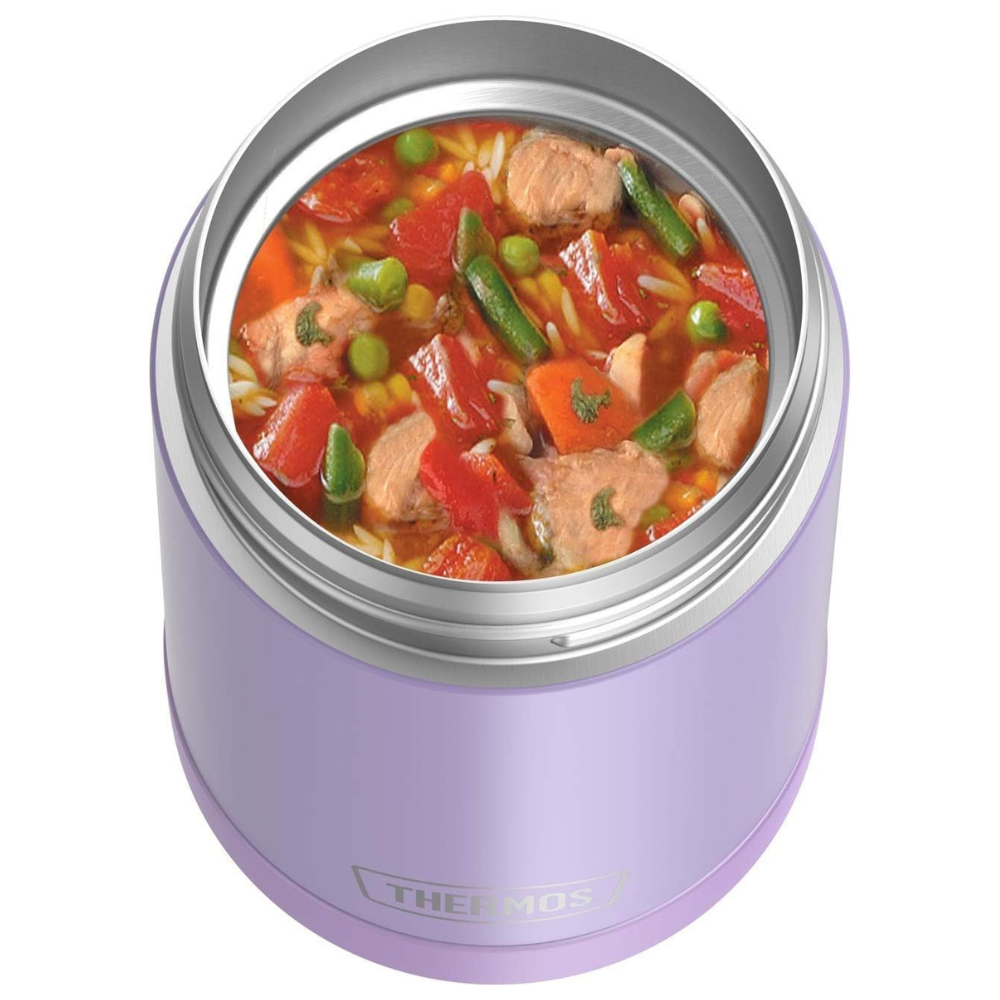 Pot alimentaire isolé sous vide en acier inoxydable de 16 oz avec cuillère - Thermos    - Thermos - Contenant pour aliment -  - La Guilde Culinaire