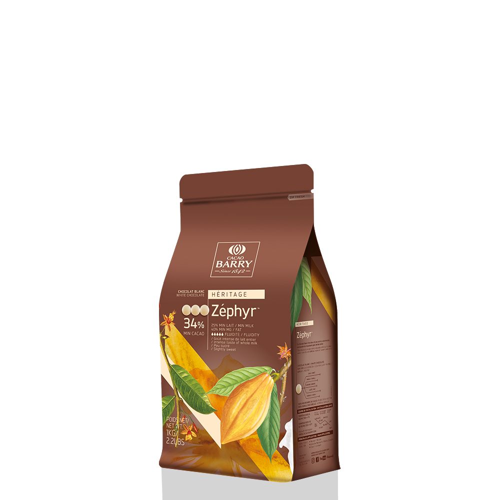 Chocolat blanc Zéphyr 34% 1kg   - Cacao Barry - Chocolat blanc - ZEPHYR - 1KG
