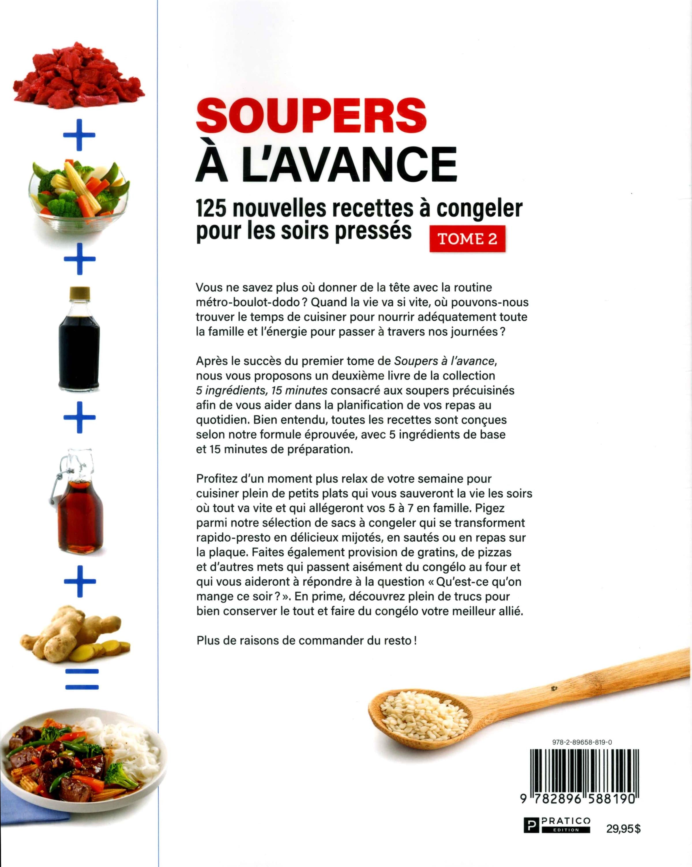 Soupers à l'avance - Tome 2    - Pratico Ed. - Livre de cuisine -  - La Guilde Culinaire