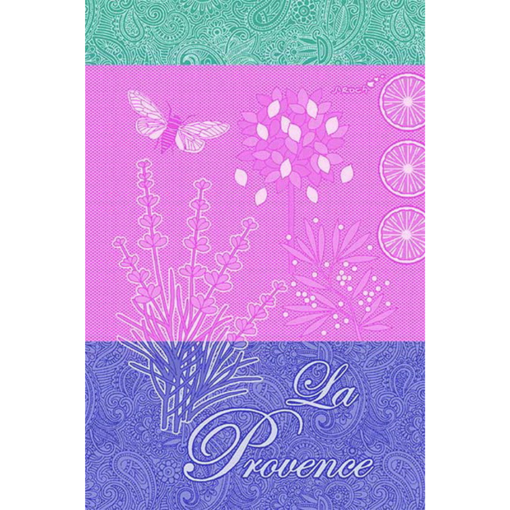 Torchon 100% coton Jacquard - PROVENCE Mauve - St Roch - Linge à vaisselle - - La Guilde Culinaire