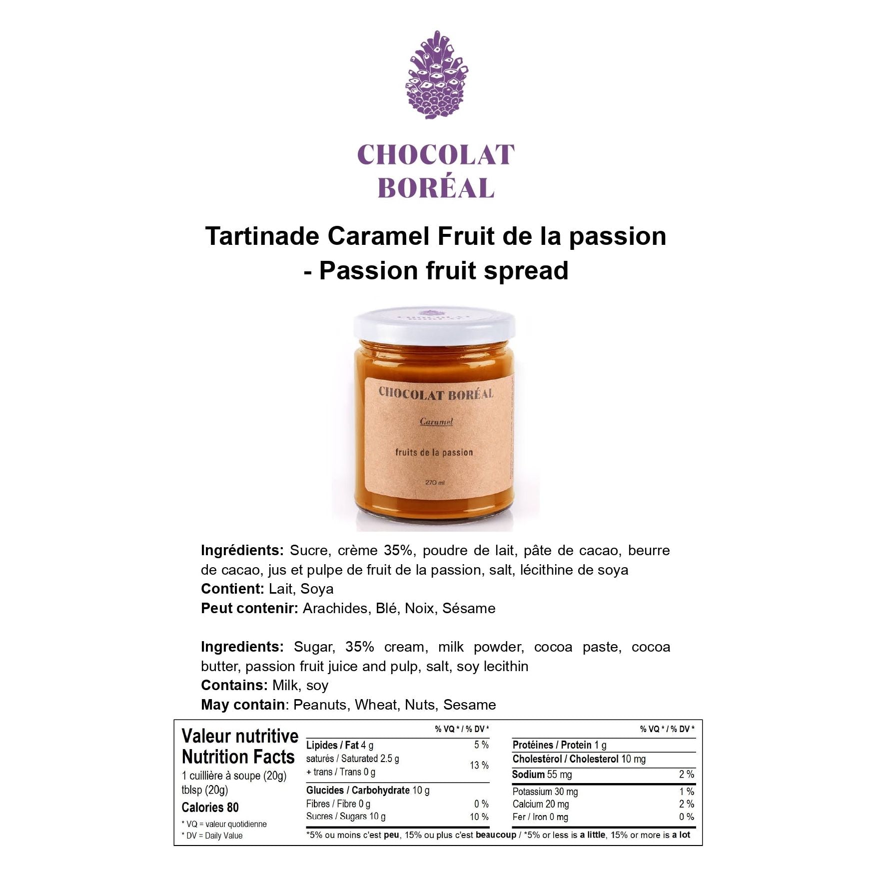 Tartinade caramel fruit de la passion    - Chocolat Boréal - Tartinade -  - La Guilde Culinaire