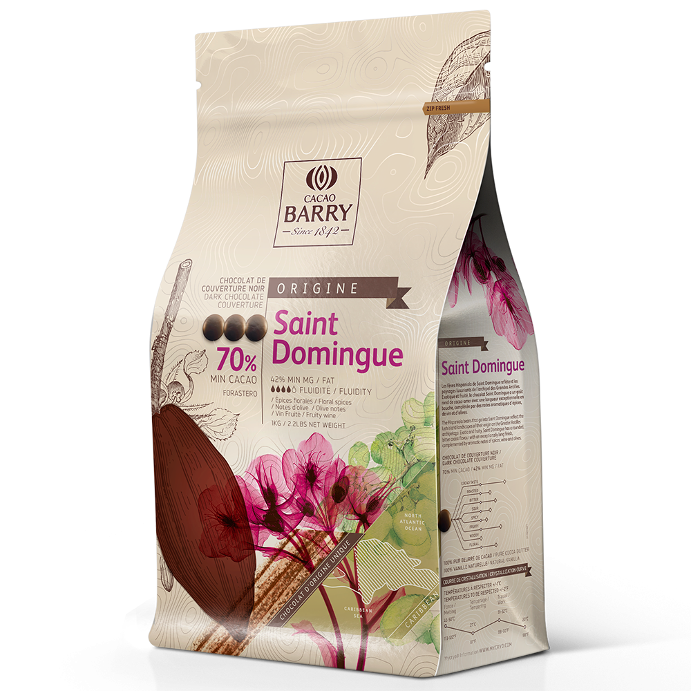 Chocolat St-Domingue Pure Origine 70% cacao 1kg   - Cacao Barry - Chocolat noir - CHOCO ST DOMINGUE - 1 KG - La Guilde Culinaire