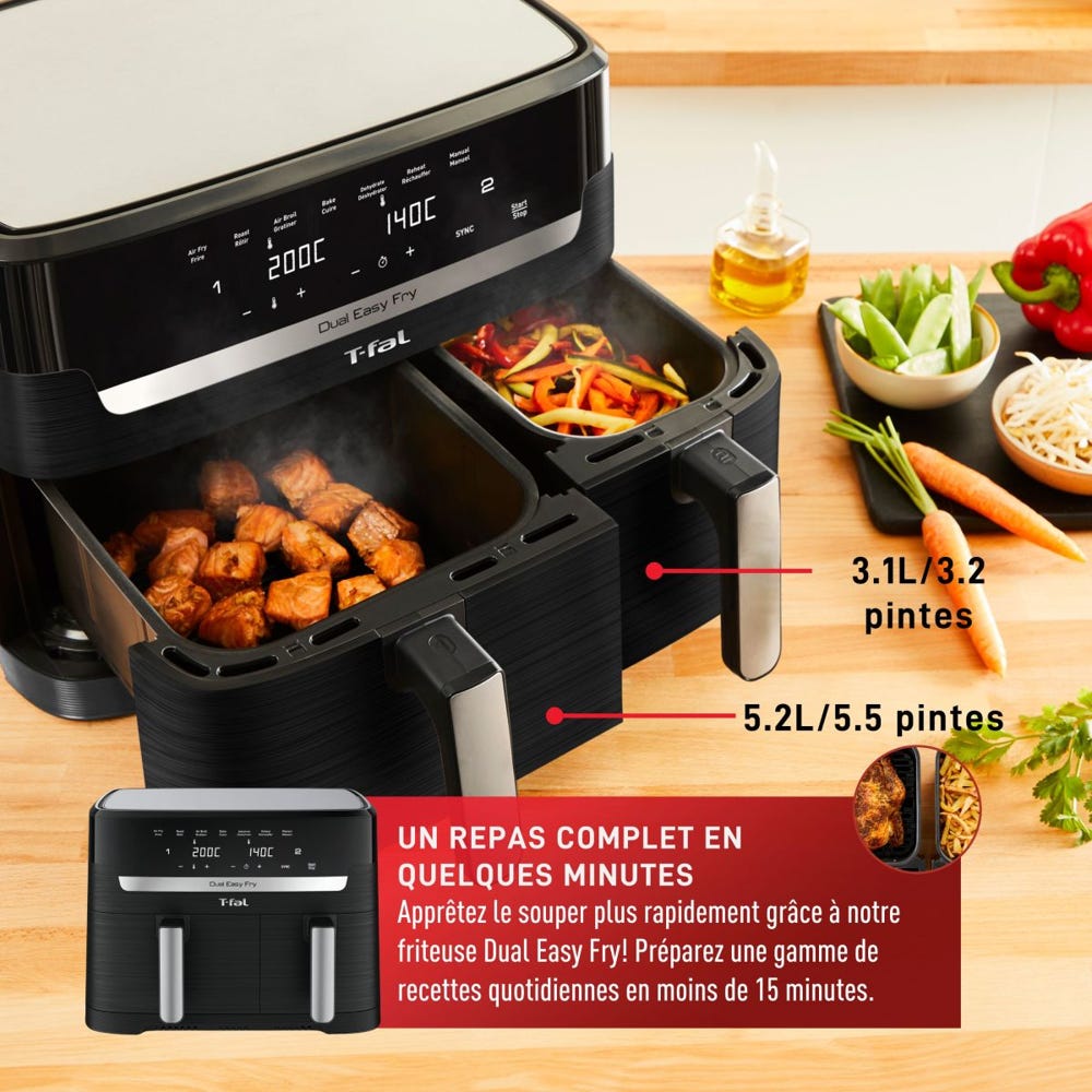 Friteuse à air, deux tiroirs 8,3 L- T-fal    - T-fal - Air fryer -  - La Guilde Culinaire