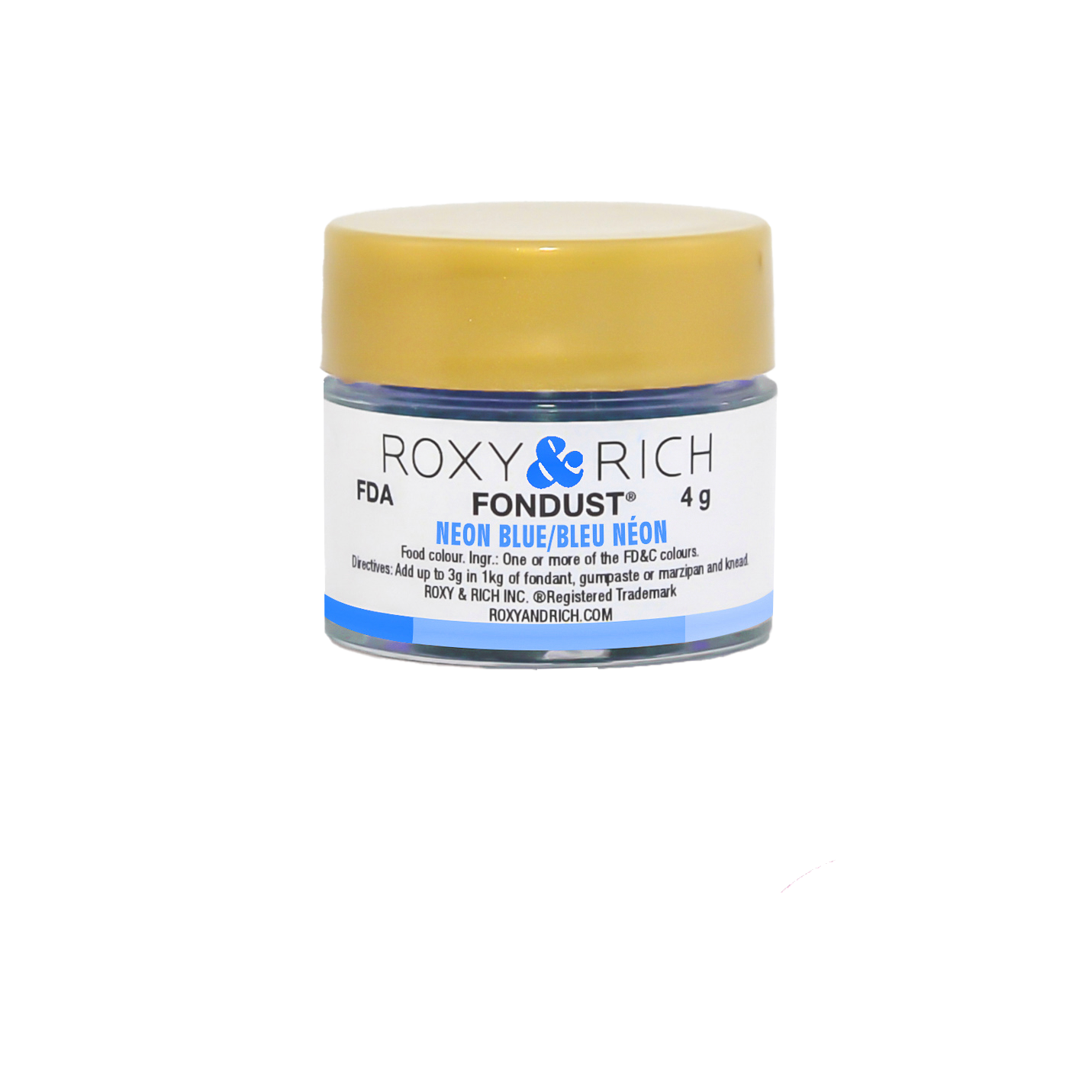 Colorant FONDUST Bleu Néon 4g - Roxy & Rich - Colorant alimentaire hydrosoluble - F4-024 - La Guilde Culinaire