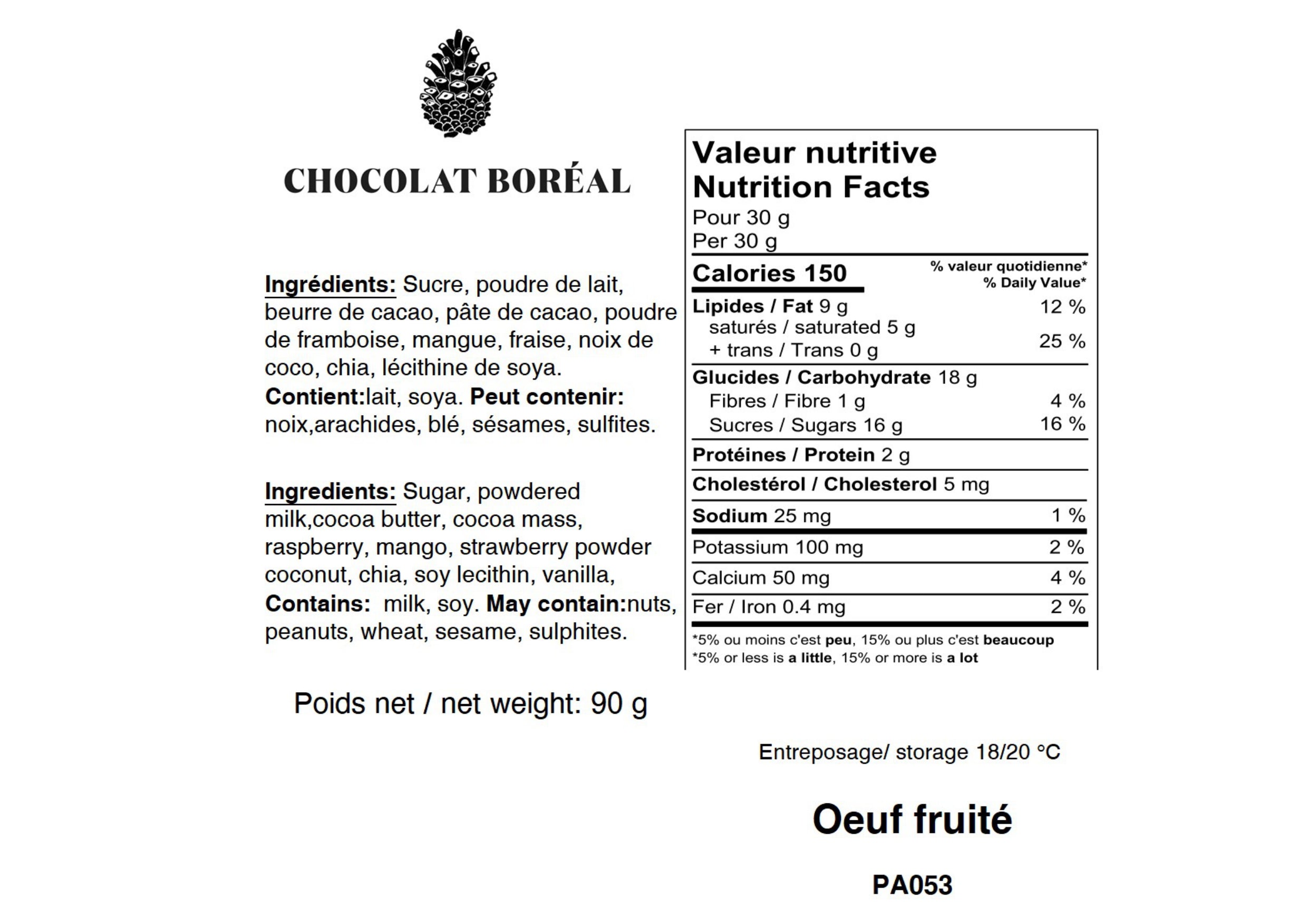 L'oeuf fruité    - Chocolat Boréal - Chocolat - 