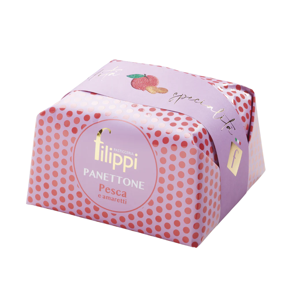 Panettone Pêches et Amaretti 500g    - Filippi Pâtisserie - Panettone -  - La Guilde Culinaire