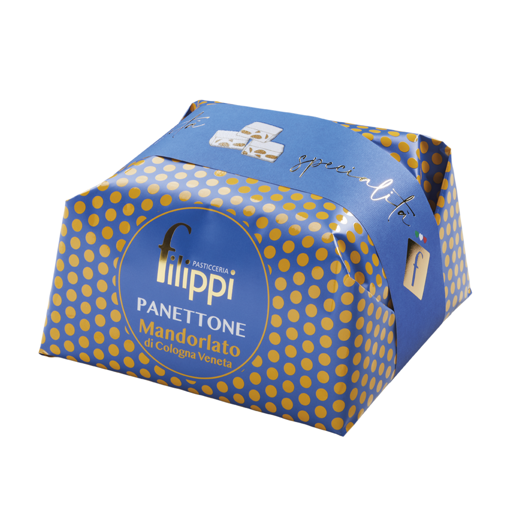 Panettone aux nougat et amandes de Cologna Veneta 500g    - Filippi Pâtisserie - Panettone -  - La Guilde Culinaire