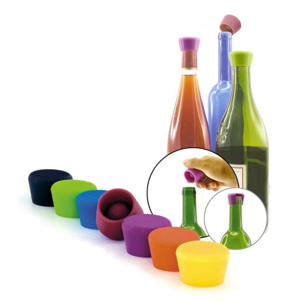 Bouchon à vin en silicone 2 pièces, Couleurs assorties    - Pulltex - Bouchon à vin et champagne -  - La Guilde Culinaire