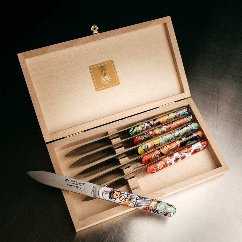 Coffret 6 couteaux Navette François Groslière, Claude Dozorme - Claude Dozorme - Couteau à steak - - La Guilde Culinaire