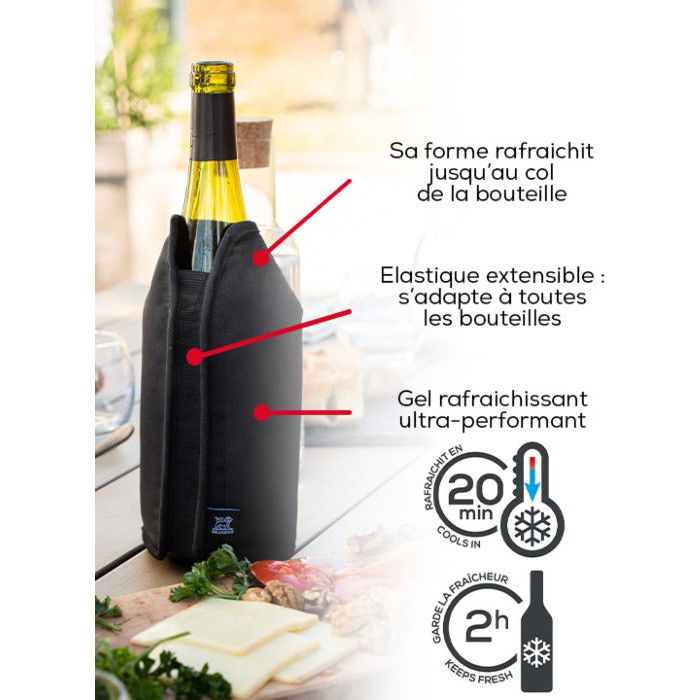 Rafraîchisseur extensible Vins & Champagnes, noir, 23 cm    - Peugeot - Pichet et carafe -  - La Guilde Culinaire