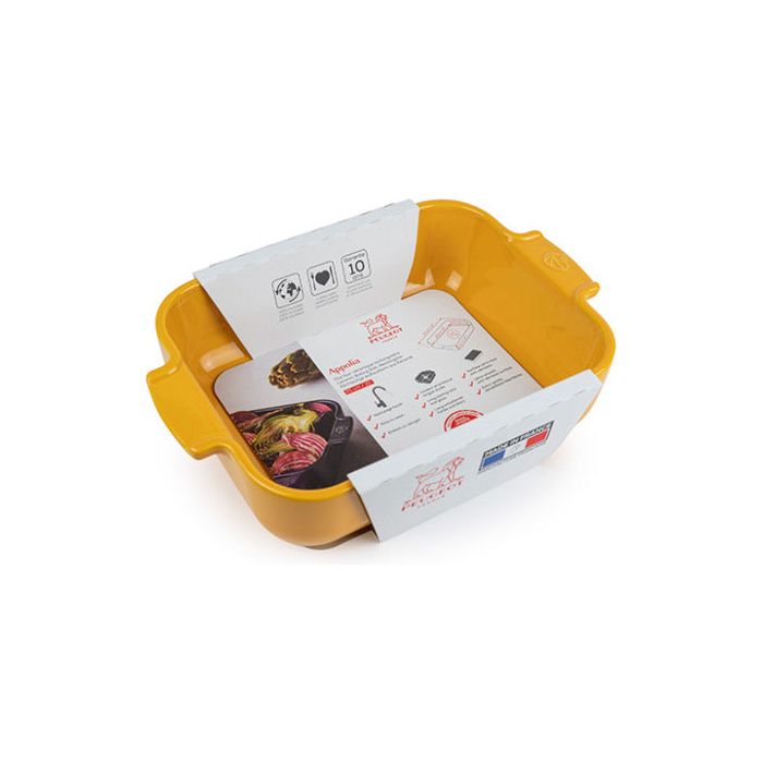 APPOLIA - Plat four céramique rectangle jaune safran satin 25 cm - 10in    - Peugeot - Plat pour four -  - La Guilde Culinaire