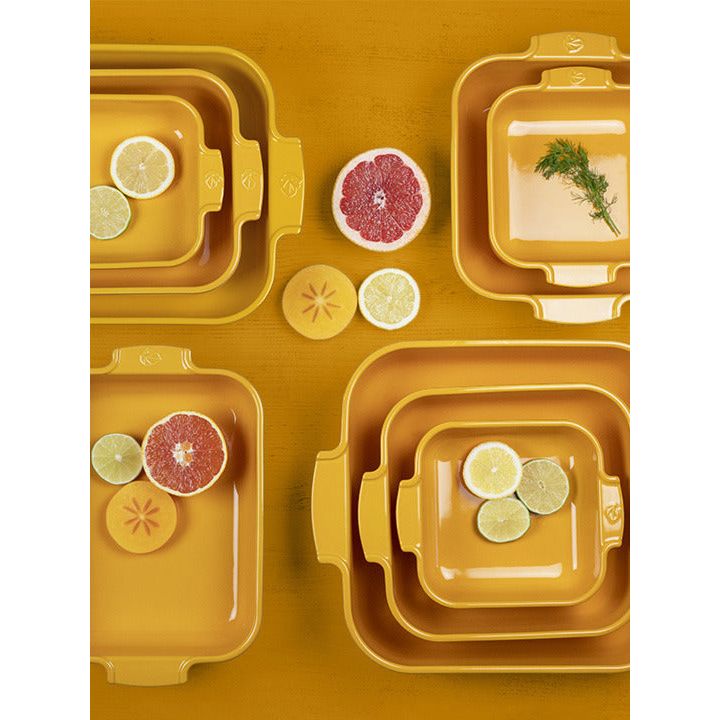 APPOLIA - Plat four céramique rectangle jaune safran satin 25 cm - 10in    - Peugeot - Plat pour four -  - La Guilde Culinaire