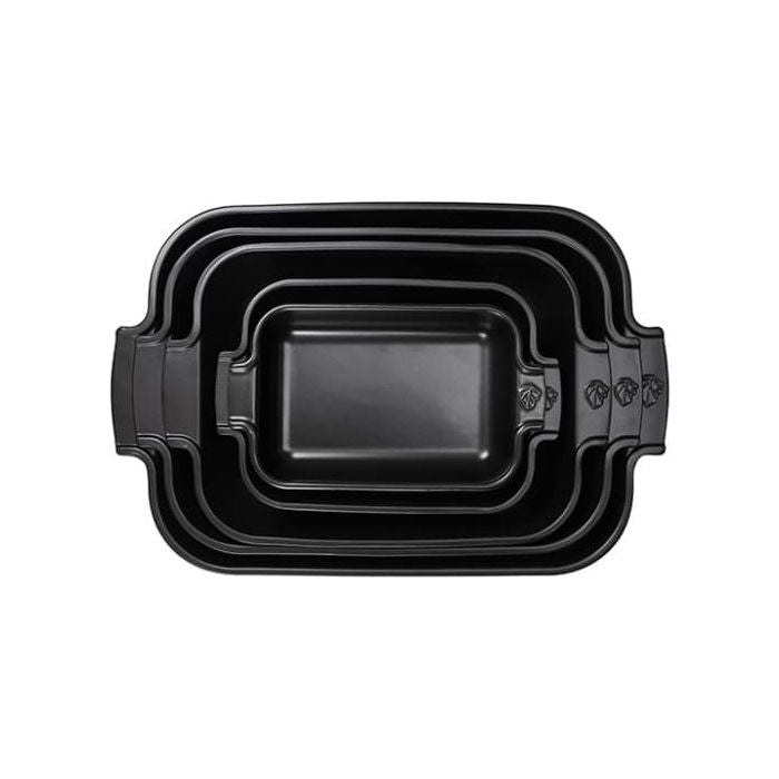 APPOLIA - Plat four céramique rectangle noir satin 25 cm - 10in    - Peugeot - Plat pour four -  - La Guilde Culinaire