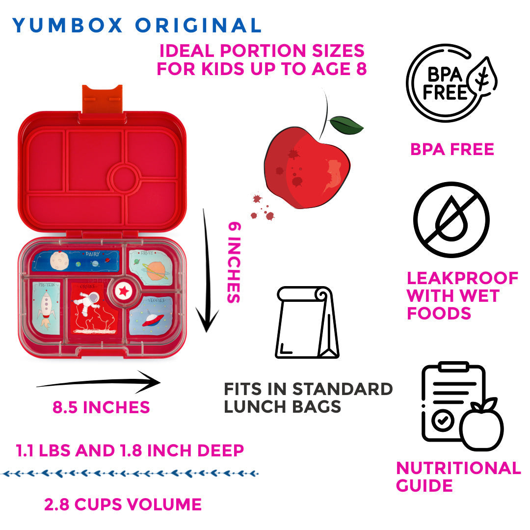 Yumbox Bento – Original – Roar Red avec plateau Rocket (6 compartiments)    - Yumbox - Boîte à repas -  - La Guilde Culinaire