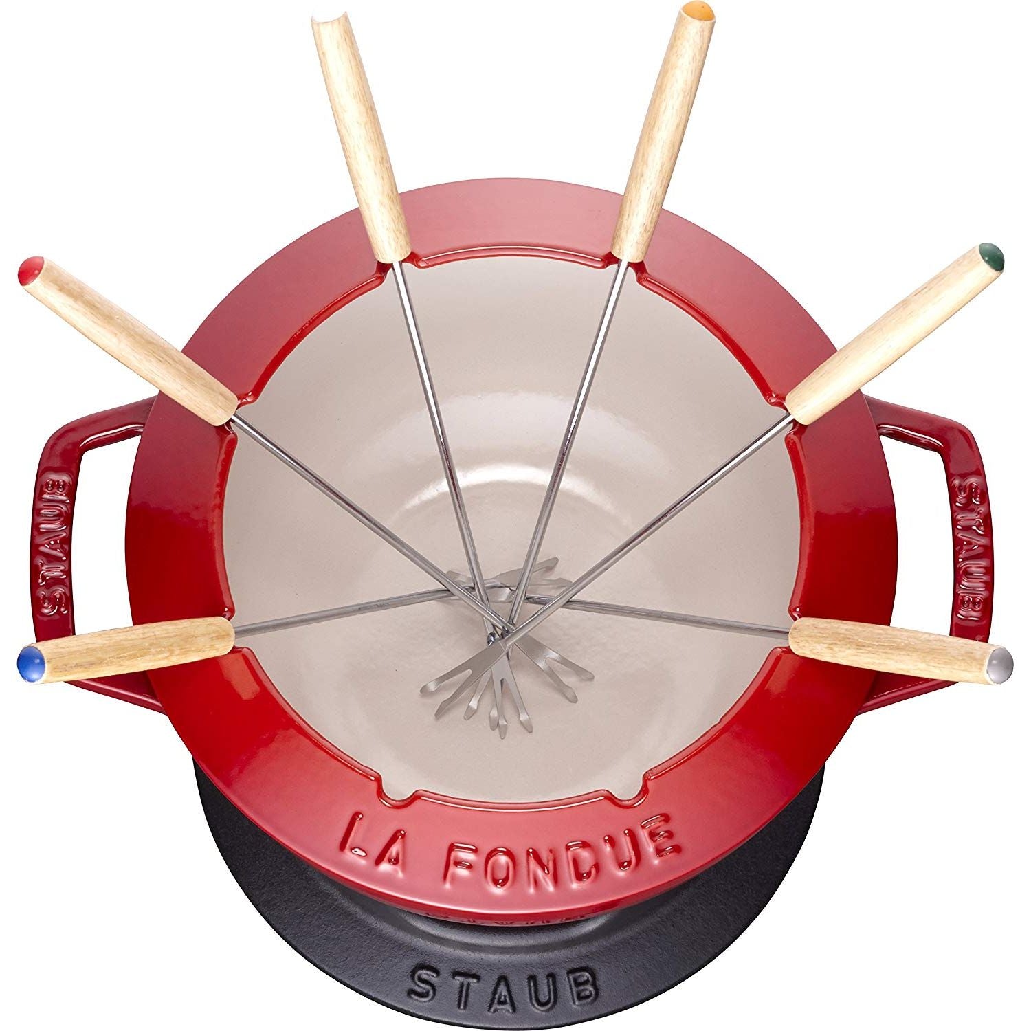 Service à Fondue en Fonte Rouge    - Staub - Service à fondue -  - La Guilde Culinaire