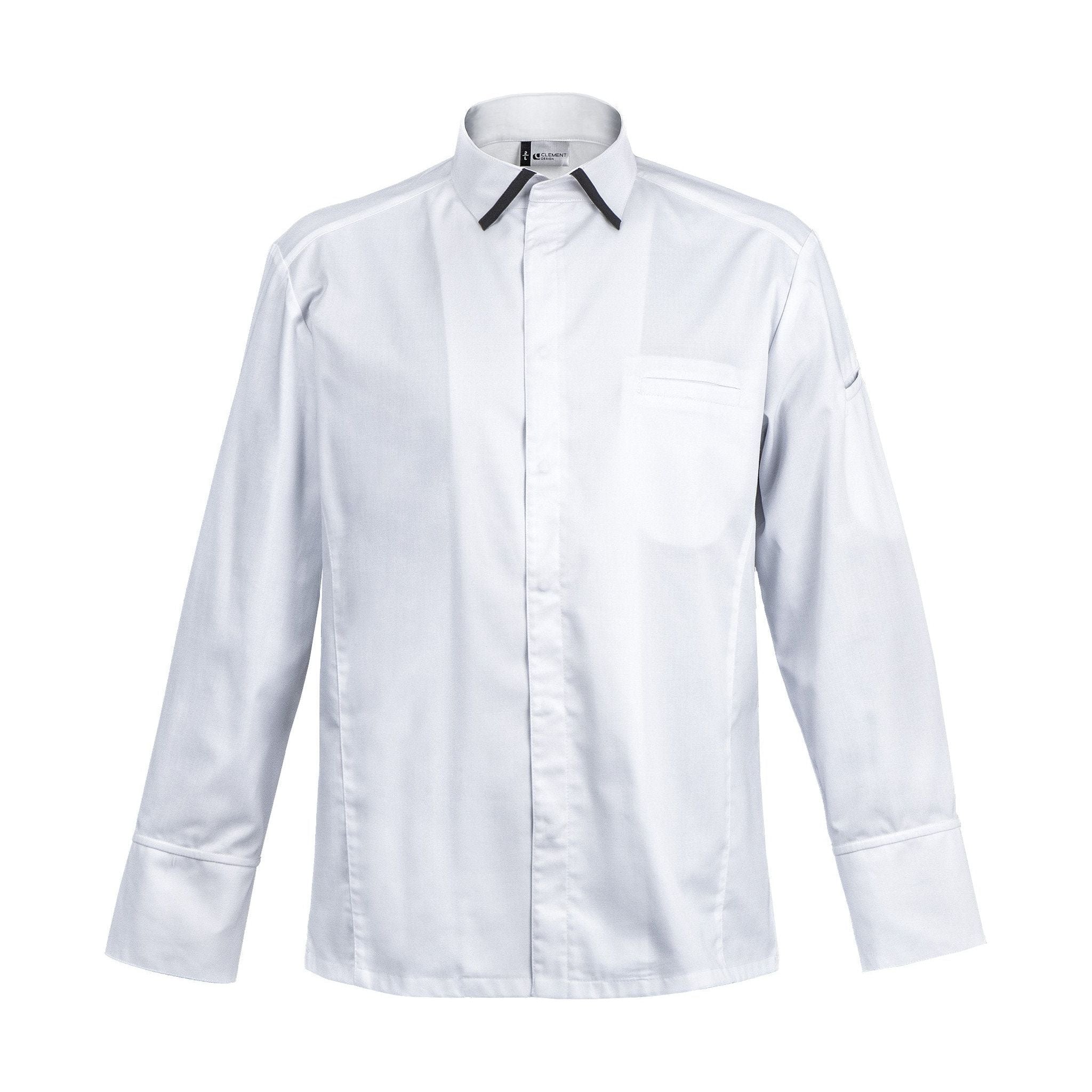 Veste de cuisine Imperia * Blanc (col noir) Longues T0 - UE S-42/44 - US 34/35 - Clement Design - Veste cuisine homme - IMPERIA BLANC ML T0 DIS - La Guilde Culinaire