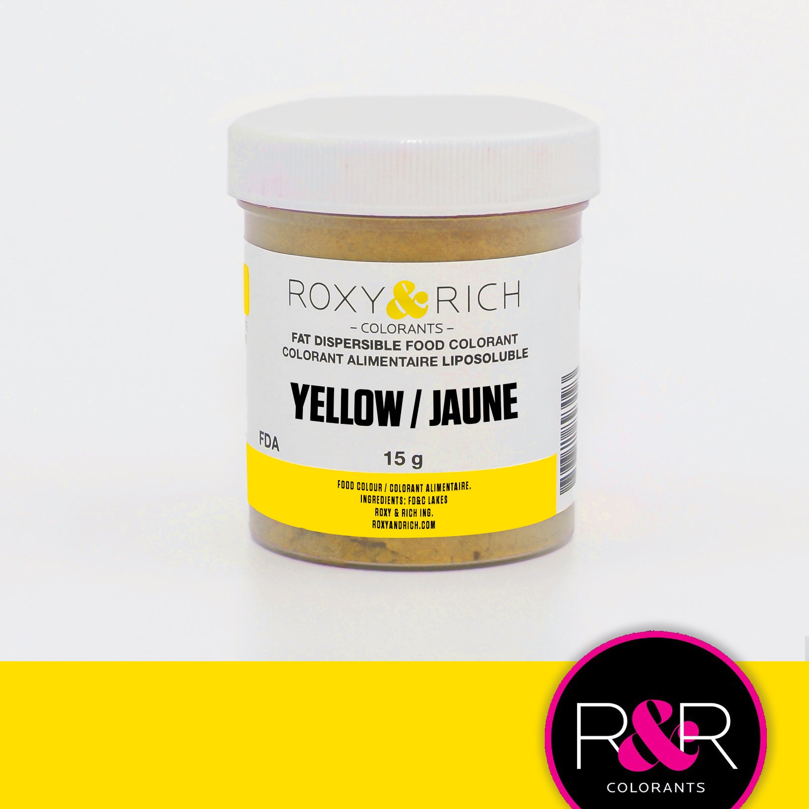 Colorant liposoluble jaune + paillettes dorées