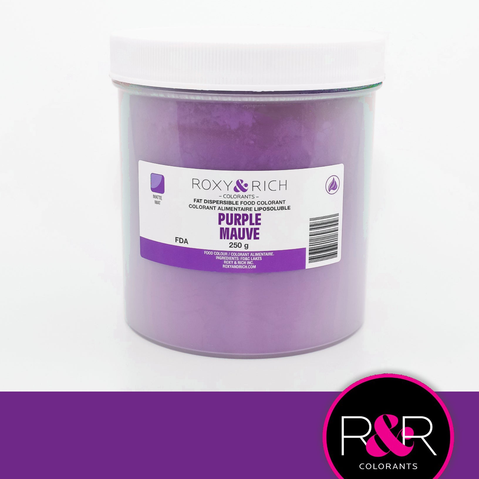 Colorant alimentaire en poudre liposoluble couleur violet laqué - Pot de 20g