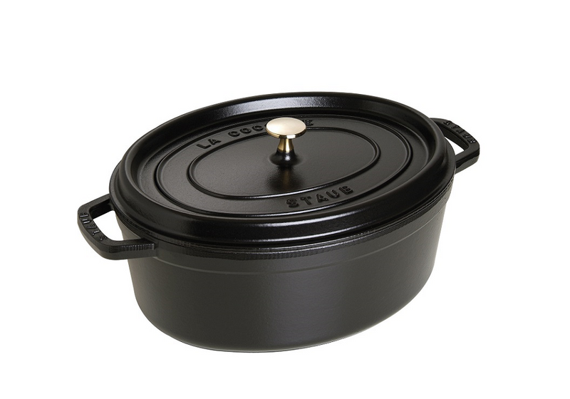 SPECIAL - Oval cast iron and black enamel casserole 16'' 41cm 12L