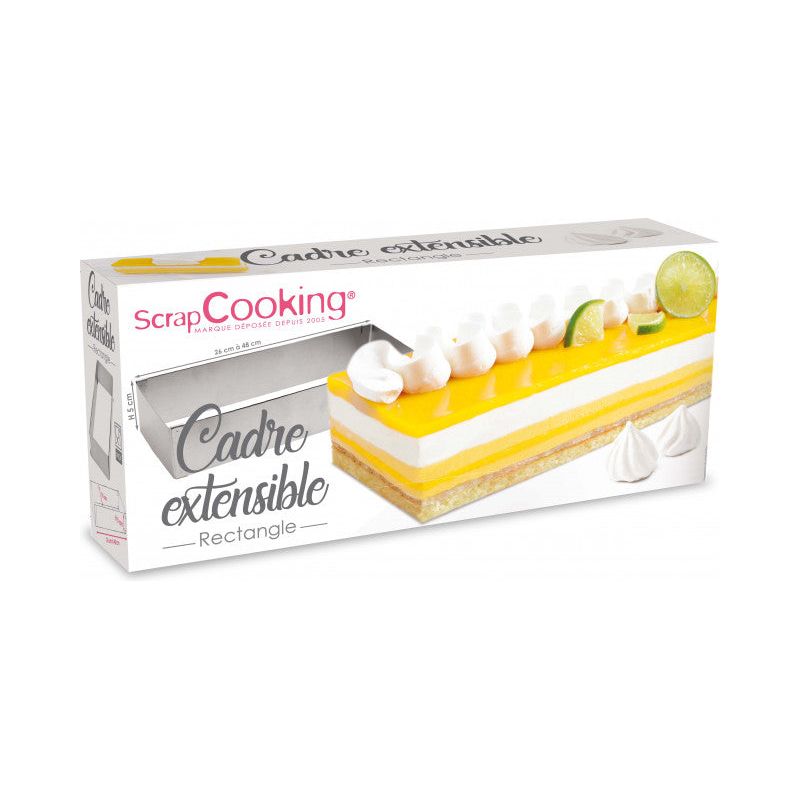 Cadre pâtissier rectangle extensible inox de 25 à 48 cm    - Scrapcooking - Cadre à pâtisserie -  - La Guilde Culinaire