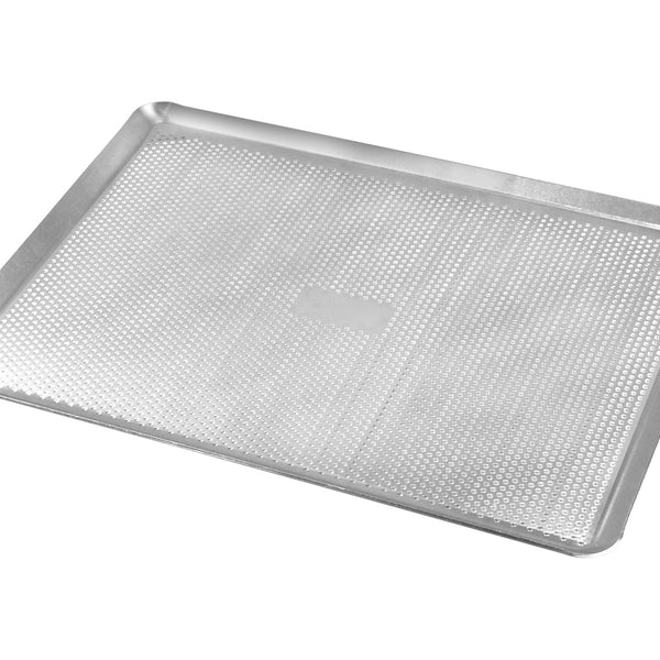 Plaque à pâtisserie 60 x 40 cm, hauteur 1 cm, Angulaire, Aluminium,  perforée 3 mm, 4 bords, angle de bord 45 – Banholzer AG